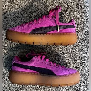 PUMA Pink Platform Trace Block Womens Suede Trainers Chunky Shoes size 7.5 US